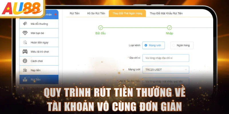 Quy trình rút tiền thưởng về tài khoản vô cùng đơn giản